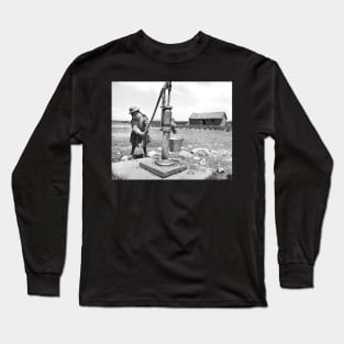 Girl Pumping water in Puno Peru Long Sleeve T-Shirt